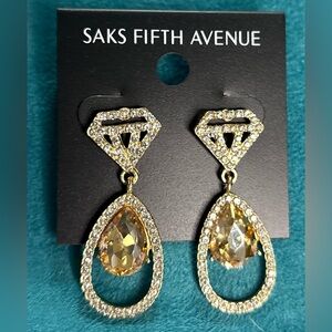 Saks Fifth Avenue Gold and Silver Teardrop Earrings